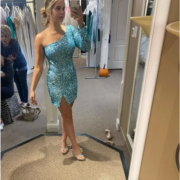 Sherri Hill | Dresses | Sherri Hill Size 8 Short Light Blue Homecoming Dress  | Poshmark